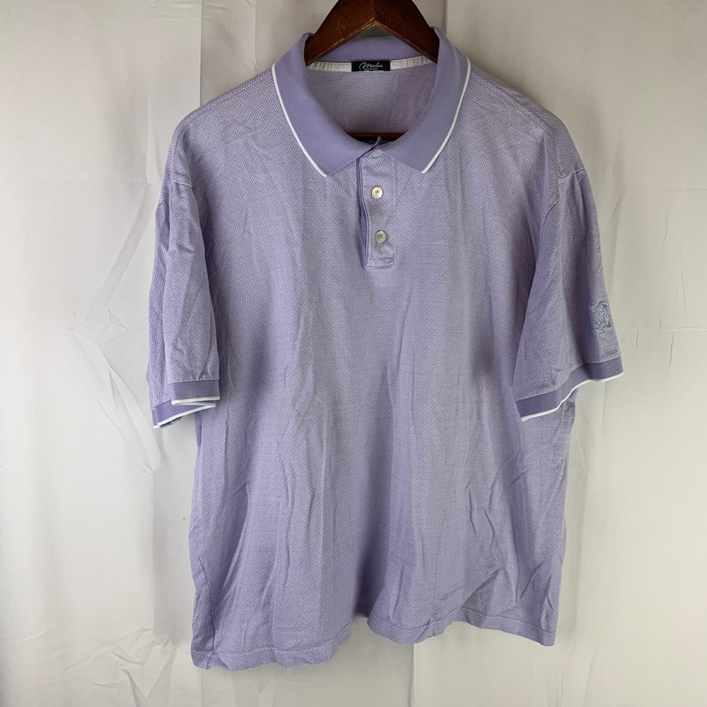 Marbas Polo Shirt Mens XL Lavender Purple Filo di Scozia Cotton Textured Italy‎
